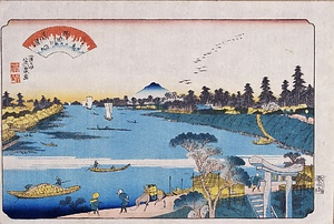 EDO-HAKKEI SUMIDAGAWA-NO-RAKUGAN Wild Geese over the Sumida River, One of the Eight Beauty Spots of Edo