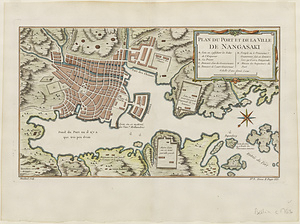 長崎の港と市街図