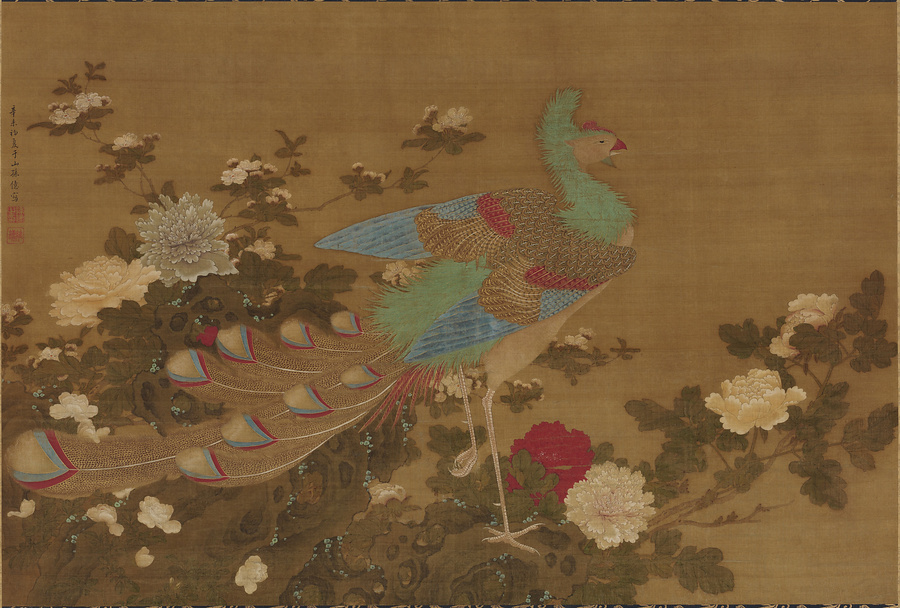 中国 色絵 三耳壺 鳳凰図 工芸品
