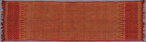 赤地幾何学花文様金糸紋織ショール