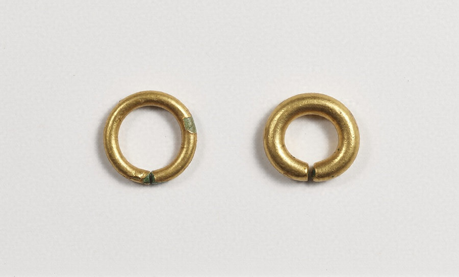 古墳時代 発掘 金環 鍍金耳管 耳飾 f9115 - 工芸品