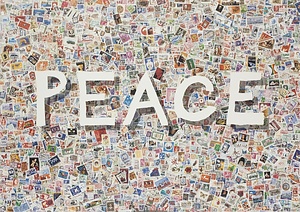 Peace“切手コラージュ”