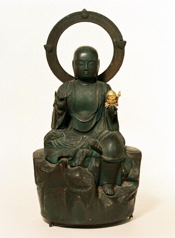 銅造地蔵菩薩半跏像 附 台座、光背 文化遺産オンライン