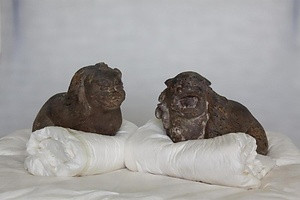 大隅神社の木造獅子狛犬