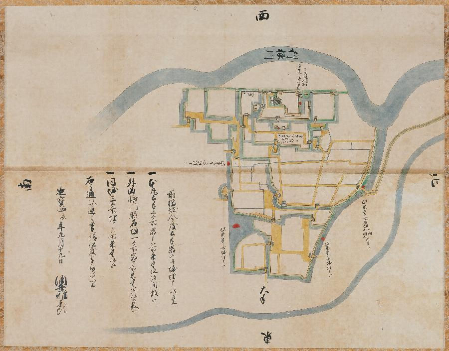 江戸期 「 庄内藩 鶴ヶ岡城下 絵図 」 酒井家 城郭図 山形県鶴岡市 古 