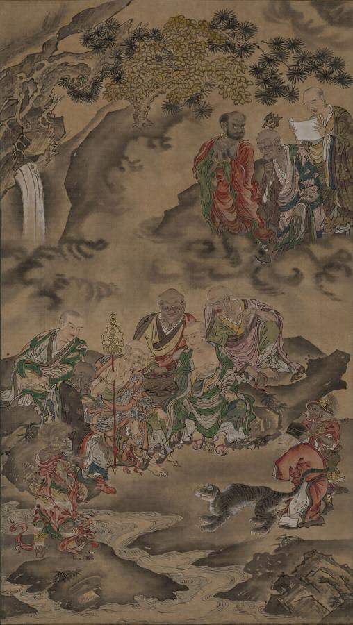 絹本著色釈迦三尊十八羅漢図 文化遺産オンライン