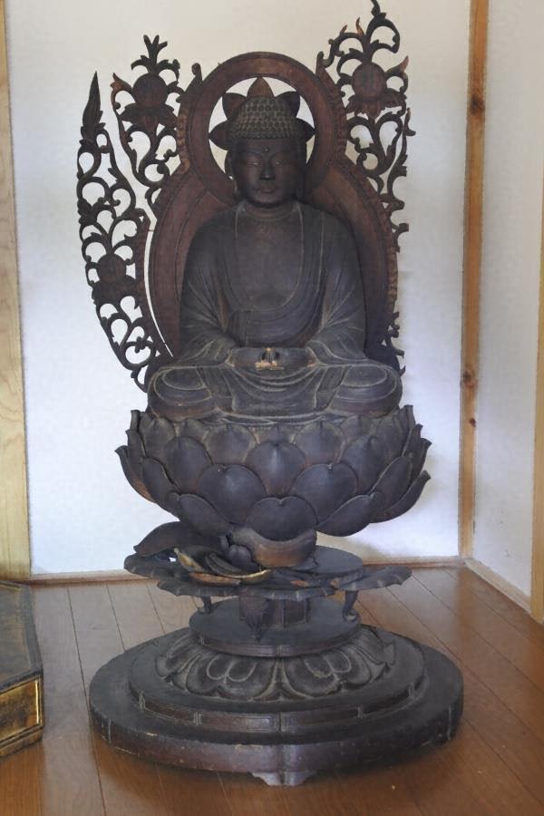 日本製在庫EC683 時代物 銀白毫 木造阿弥陀如来立像 高36.5cm 重304g・木彫阿弥陀仏像・木雕阿彌陀佛像 仏教美術 仏像
