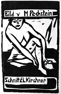 裸体坐像(ペヒシュタインに基づく)『ブリュッケ展カタログ版画集』より