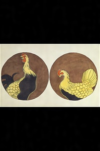 鶏（2種）［陶器図案］
