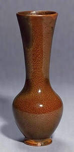 褐釉梨皮文花瓶 イギリス