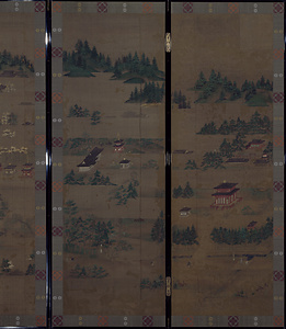 高野山水屏風