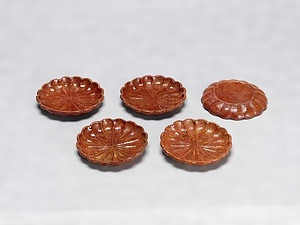 赤楽菊花形皿　