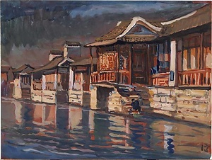 水彩「重慶風景」