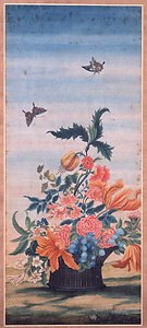 花篭と蝶図・花鳥の阿蘭陀風景図