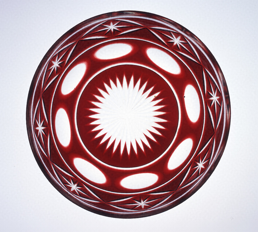 切子銅紅被せガラス鉢（薩摩系） 文化遺産オンライン