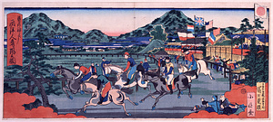 摂州神戸西洋人馬颿之図