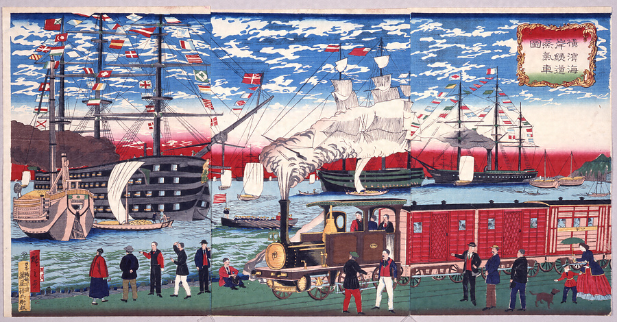 横浜海岸鉄道蒸気車図 文化遺産オンライン