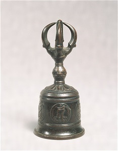 Gokorei (Bell with five-pronged handle) with relief of Sanskrit symbols
