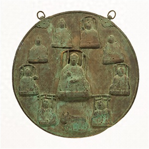 Kakebotoke (Hanging round tablet) with image of ten Shintō deities