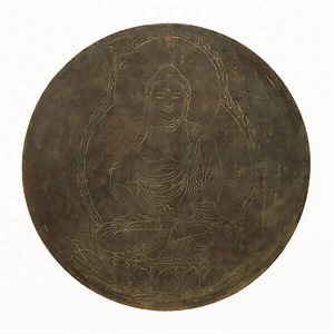 Mirror with incised image of Amida-nyorai (Amitābha)