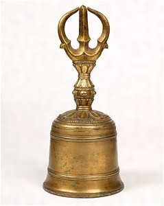 Gilt-bronze Three-pronged Vajra Bell