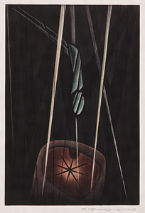銅版画集『宮沢賢治「春と修羅」より』 6 ［堅い瓔珞はまっすぐに下に垂れます］