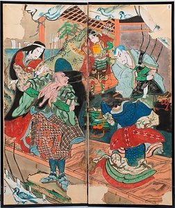 深渕神社の芝居絵屏風「一谷嫩軍記　熊谷陣屋」