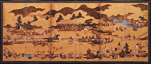 賀茂葵競馬図屏風 かもあおいくらべうまずびょうぶ