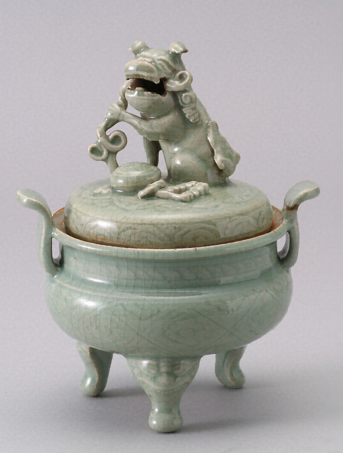 茶碗♢中国 唐物 青磁 八卦紋 獅子飾り 香炉 コレクション 骨董品