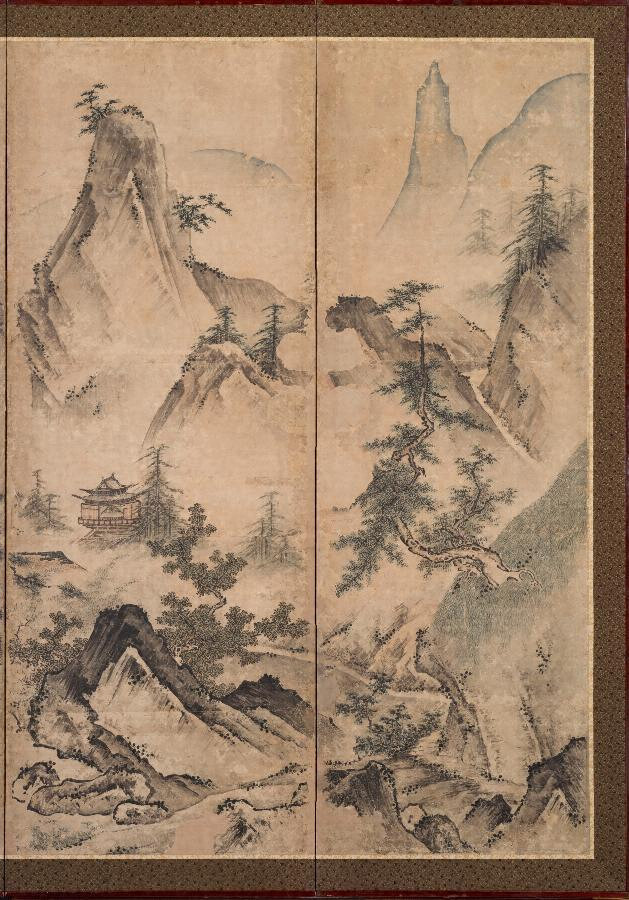 埼玉激安谷　文晁　紙本水墨【山水画　】1809年作　落款印譜大日本名家全書　模写　56 絵画