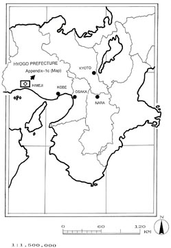 MAP INDICATING THE LOCATION OF THE PROPERTY:-The Location in the Kinki Area and Hyogo Prefecture- 