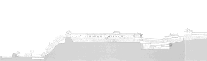 DRAWINGS OF BUILDINGS -Himeji-jo Castle Compound:-East-West Section