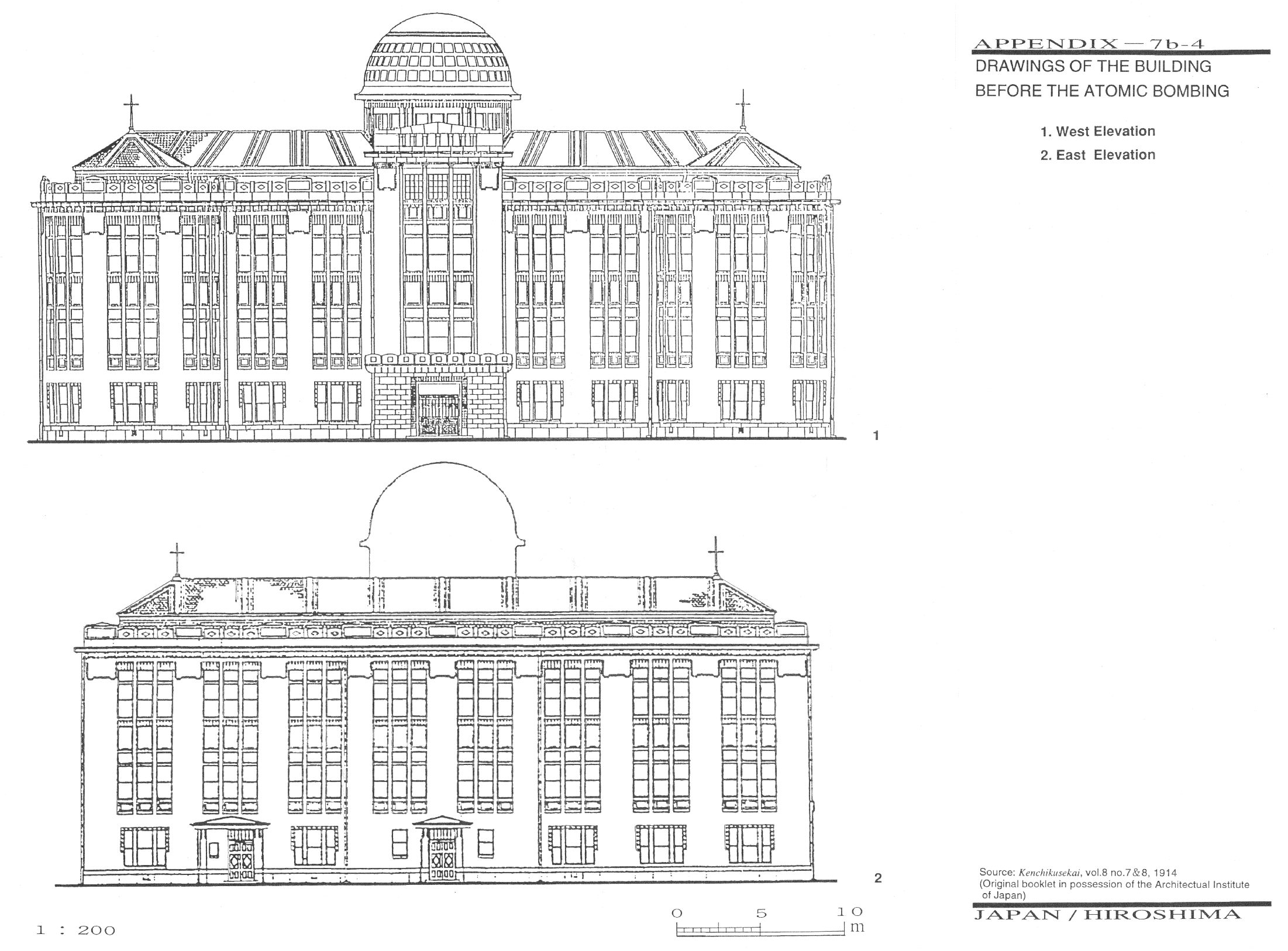 DRAWINGS OF THE BUILDING BEFORE THE ATOMIC BOMBING