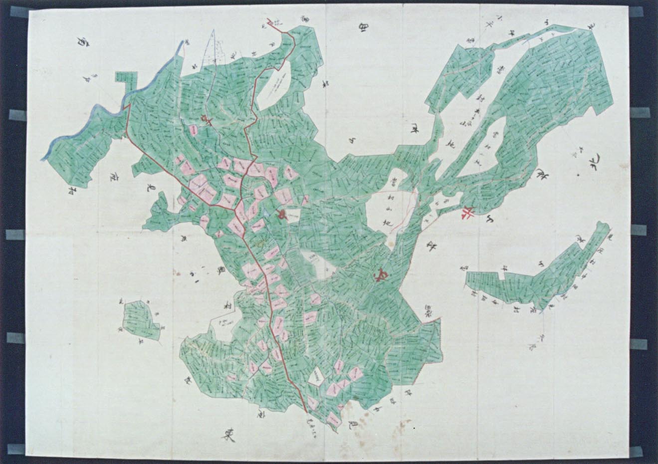 7-2. Old map: Ainokura Village, roads, canals and land-use patterns, 1875